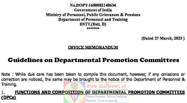 Guidelines on Departmental Promotion Committees: Information Document by DoP&T