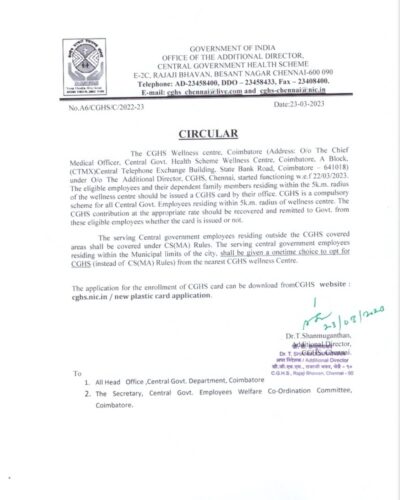 enrollment-of-cghs-cards-under-cghs-coimbatore