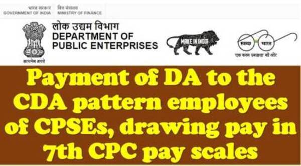 7th CPC DA from Jan 2023 @ 42% for CDA pattern employees of CPSEs