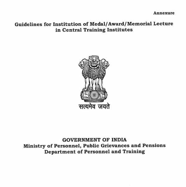 Guidelines for Institution of Awards / Medals / Memorial Lectures, etc. in Central Training Institutes (CTIs) – DoPT O.M. dated 24.05.2023