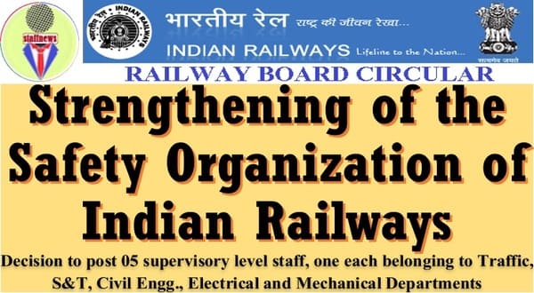 Strengthening of the Safety Organization- Posting of Supervisory Staff: Railway Board Order