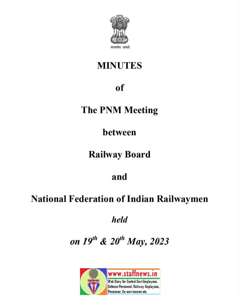 MINUTES of The PNM Meeting between Railway Board and National Federation of Indian Railwaymen held on 19th & 20th May, 2023
