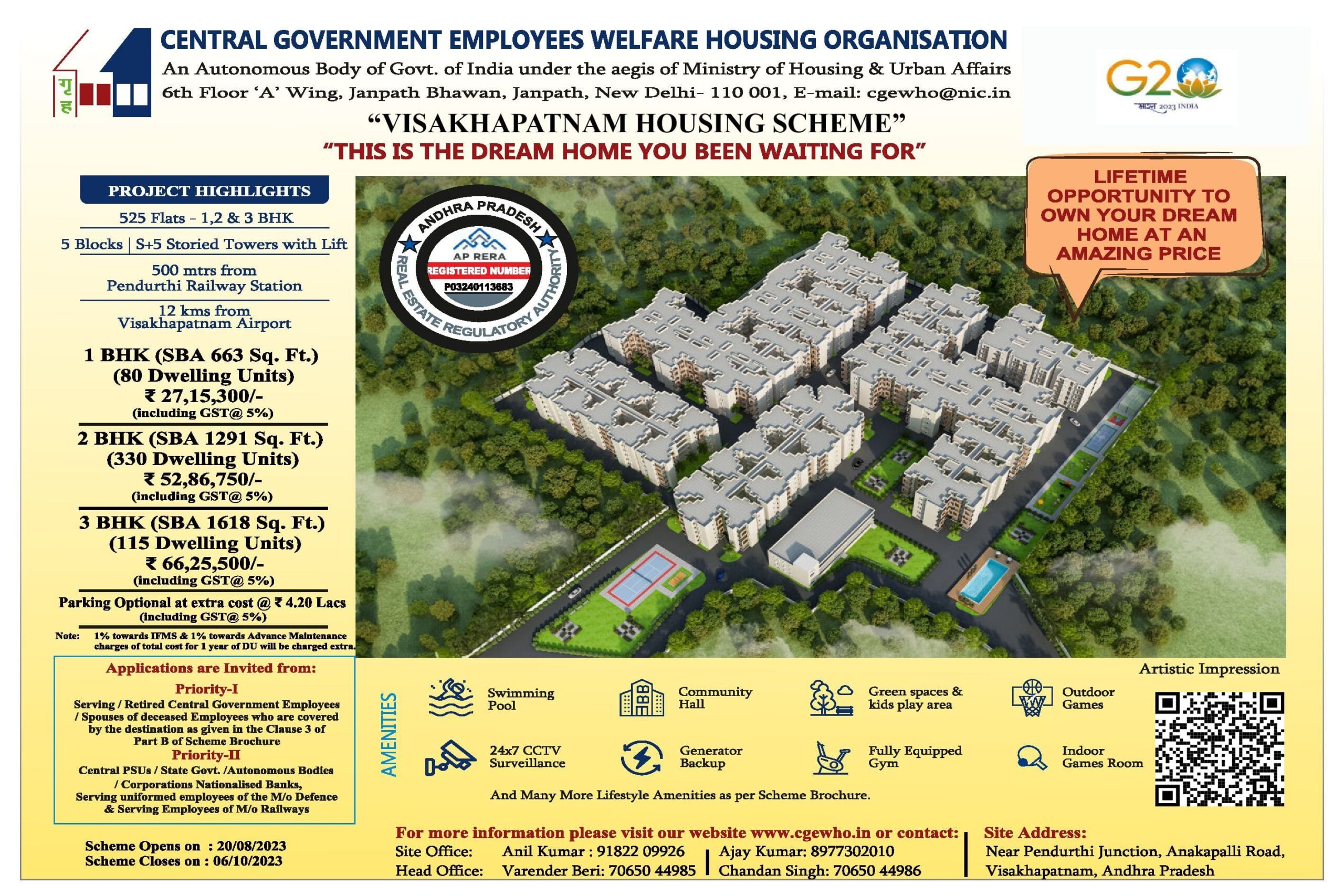 CGEWHO Visakhapatnam Housing Scheme – Open for subscription and Applications are invited 