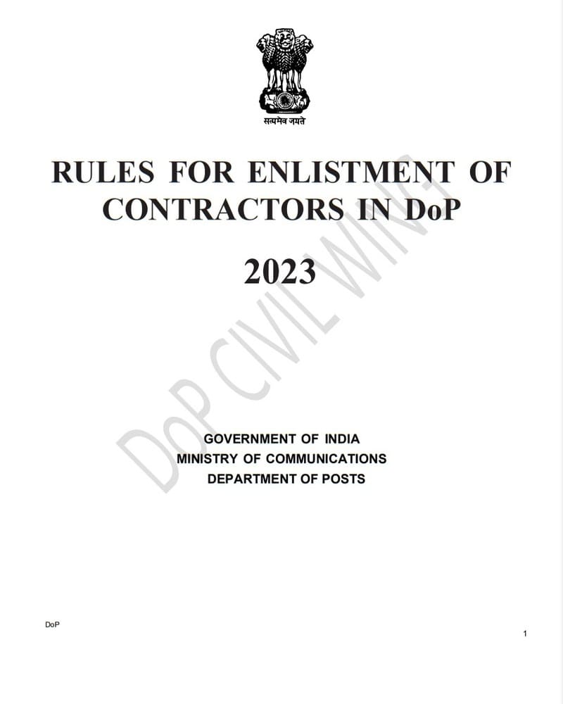 Enlistment Rule 2023 for Civil Contractors in Department of Posts