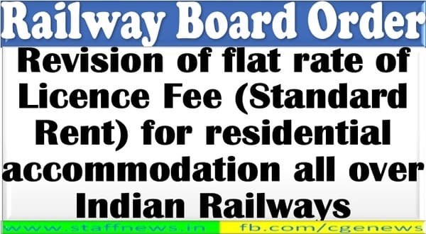 Revision of flat rate of Licence Fee w.e.f. 01.07.2023 for Indian Railways residential accommodation