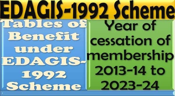 Tables of Benefit under EDAGIS-1992 Scheme – Year of cessation of membership 2013-14 to 2023-24