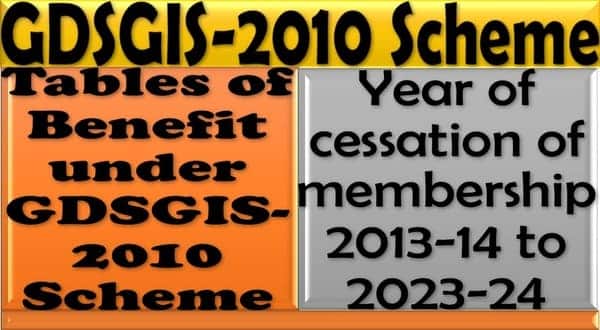 Tables of Benefit under GDSGIS-1992 Scheme – Year of cessation of membership 2013-14 to 2023-24