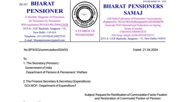 Rectification of Commutation Factor Fixation and Restoration of Commuted Portion of Pension – Request