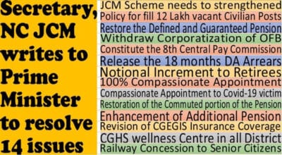 8th CPC, Withdraw NPS, Additional Pension, Commutation restoration, 18 months DA Arrears and other issues- NC JCM appeal to PM to resolve 14 demand 1 nc-jcm-appeal-to-pm-to-solve-14-demand