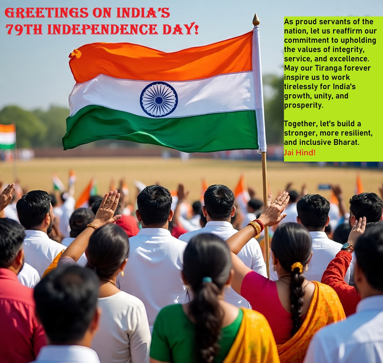 Greetings on 79th Independence Day