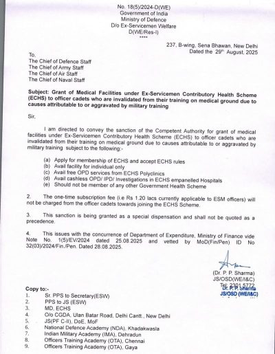 grant-of-medical-facilities-under-echs-to-officer-cadets