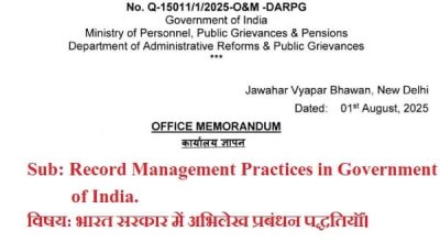 Record Management Practices in Government of India: Department of Administrative Reforms & Public Grievances O.M. 1 record-management-practices-in-government-of-india