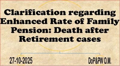 Clarification regarding Enhanced Rate of Family Pension: Death after Retirement cases - DoP&PW O.M. 1 clarification-regarding-enhanced-rate-of-family-pension