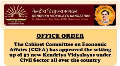 Setting up of 57 New Kendirya Vidyalayas under Civil Sector all over country: KVS Office Order 1 setting-up-of-57-new-kendirya-vidyalayas