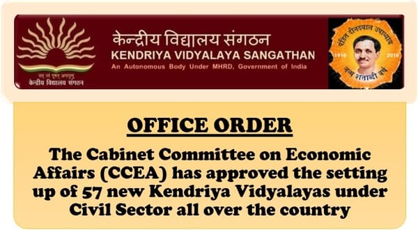 Setting up of 57 New Kendirya Vidyalayas under Civil Sector all over country: KVS Office Order Setting up of 57 New Kendirya Vidyalayas under Civil Sector all over country: KVS Office Order