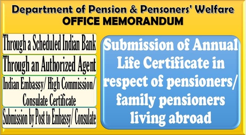 Submission of Annual Life Certificate by pensioners/family pensioners living abroad for further continuation of pension/family pension