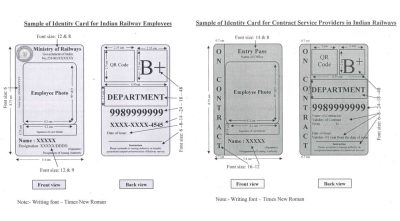 Introduction of new 'Identity Cards' for employees of Indian Railways and Contract Service Providers in Indian Railways 1 sample-identity-card-railway-employees