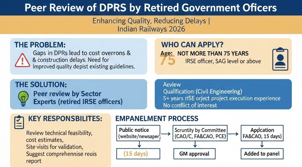 Peer Review of DPRs by Engaging Retired Government Officers to Enhance Project Quality: Railway Board Order Peer Review of DPRs by Engaging Retired Government Officers to Enhance Project Quality: Railway Board Order