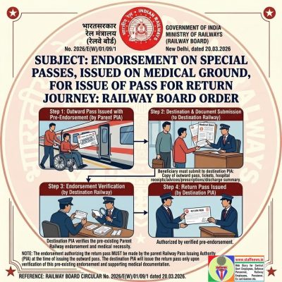 Endorsement on Special Passes, issued on medical ground, for issue of Pass for return journey: Railway Board Order 1 endorsement-on-special-passes-on-medical-ground