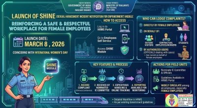 Launch of Sexual Harassment Incident Notification for Empowerment (SHINE) of Female Employees Module: Railway Board Order 1 launch-of-sexual-harassment-incident-notification-for-empowerment