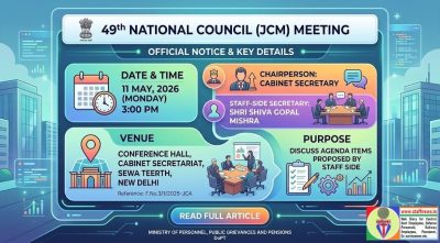 49th Meeting of National Council (JCM) Scheduled on May 11, 2026: Crucial Official Update 1 Infographic for the 49th National Council (JCM) meeting in India.