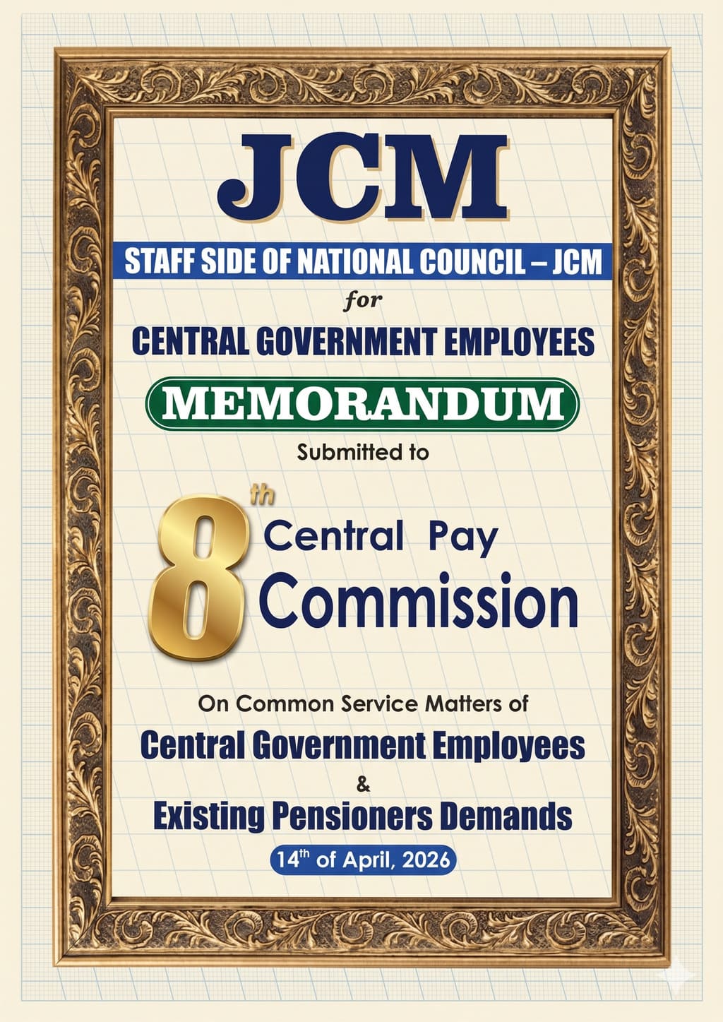 Memorandum to 8th Central Pay Commission by Staff Side of NC – JCM: Forwarding to All Members and constituent of NC JCM Memorandum to 8th Central Pay Commission by Staff Side of NC – JCM: Forwarding to All Members and constituent of NC JCM