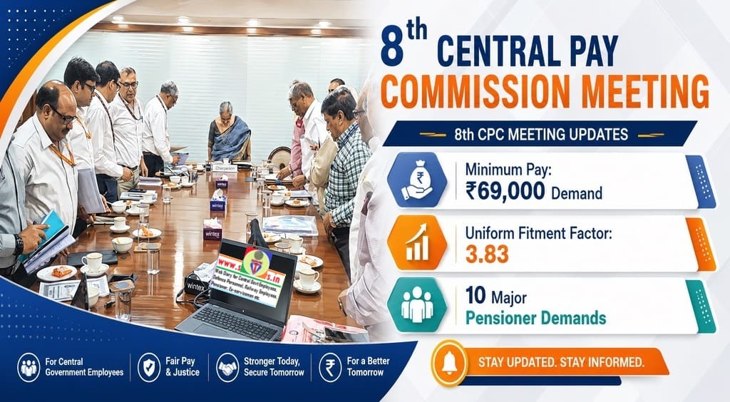 Crucial Meeting with 8th CPC: NC JCM (Staff Side) advocates for Minimum Pay ₹69,000 Fitment Factor 3.83