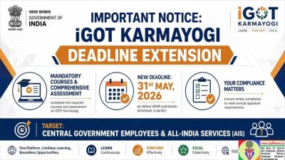 Completion of Mandatory Courses on iGOT - Extension upto 31st May, 2026 or before APAR Self appraisal: DoPT O.M. 1 mandatory courses on igot extension upto 31st may 2026