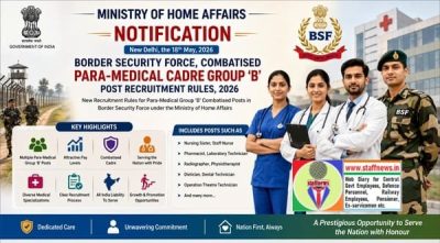 Border Security Force, Combatised Para-Medical Cadre Group ‘B’ post Recruitment Rules, 2026: Notification 1 bsf-combatised-para-medical-cadre-gp-b-rr-2026