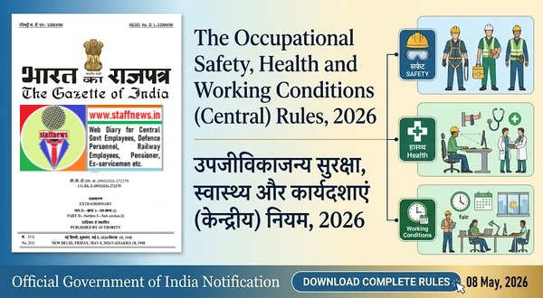 The Occupational Safety, Health and Working Conditions (Central) Rules, 2026: Notification No. G.S.R. 345(E) dated 08.05.2026 The Occupational Safety, Health and Working Conditions (Central) Rules, 2026: Notification No. G.S.R. 345(E) dated 08.05.2026