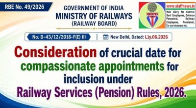 Consideration of crucial date for compassionate appointments for inclusion under Railway Services (Pension) Rules: RBE No. 49/2026 1 consideration-of-crucial-date-for-compassionate-appointments-for-ops-rbe-no-49-2026
