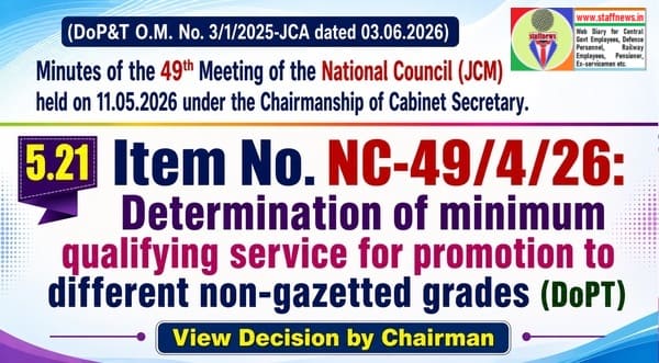 Determination of minimum qualifying service for promotion to different non-gazetted grades – Agenda Item No. NC-49/4/26 – 49th NC (JCM) Meeting Determination of minimum qualifying service for promotion to different non-gazetted grades – Agenda Item No. NC-49/4/26 – 49th NC (JCM) Meeting