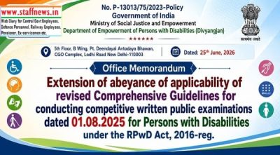 Extension of abeyance of applicability of revised Guidelines for competitive written public examinations for Persons with Disabilities upto 31.12.2026 1 extension-of-abeyance-of-applicability-of-revised-exam-guidelines-for-pwd
