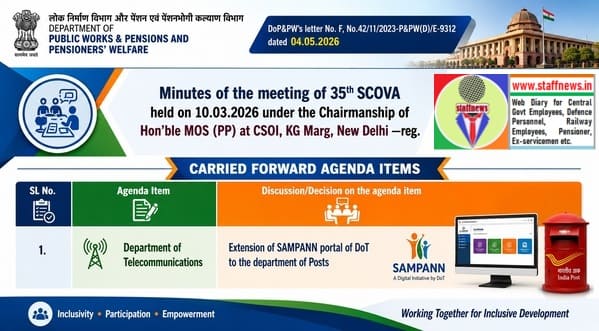 Extension of SAMPANN portal of DoT to the Department of Posts : 35th SCOVA discussion Extension of SAMPANN portal of DoT to the Department of Posts : 35th SCOVA discussion