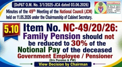 Family Pension should not be reduced to 30% of the Notional Pay of the deceased Employee/Pensioner: Agenda Item 49th NC (JCM) Meeting 1 family-pension-should-not-be-reduced-to-30-percent