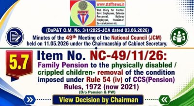 Family Pension to the physically disabled / crippled children- removal of the condition under Pension Rules: Agenda Item 49th NC (JCM) Meeting 1 family-pension-to-the-physically-disabled-crippled-children