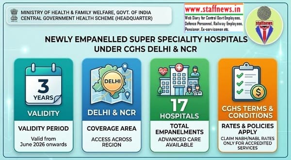 Fresh Empanelment of 17 Super Speciality Hospitals under CGHS Delhi & NCR – CGHS O.M. Fresh Empanelment of 17 Super Speciality Hospitals under CGHS Delhi & NCR – CGHS O.M.