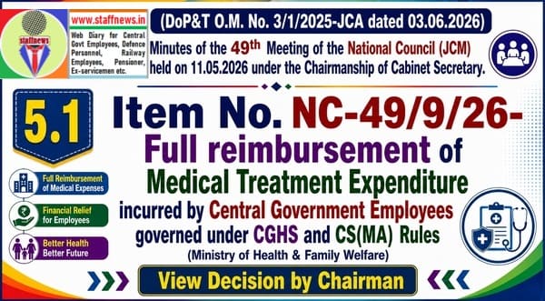 Full reimbursement of Medical Treatment Expenditure under CGHS and CS(MA) Rules: Agenda Item 49th NC (JCM) Meeting Full reimbursement of Medical Treatment Expenditure under CGHS and CS(MA) Rules: Agenda Item 49th NC (JCM) Meeting