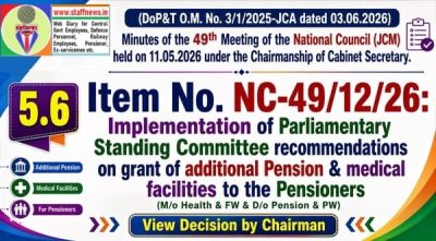 Grant of additional Pension & Enhancement of FMA as per Parliamentary Committee recommendations: Agenda Item 49th NC (JCM) Meeting 1 grant-of-additional-pension-enhancement-of-fma