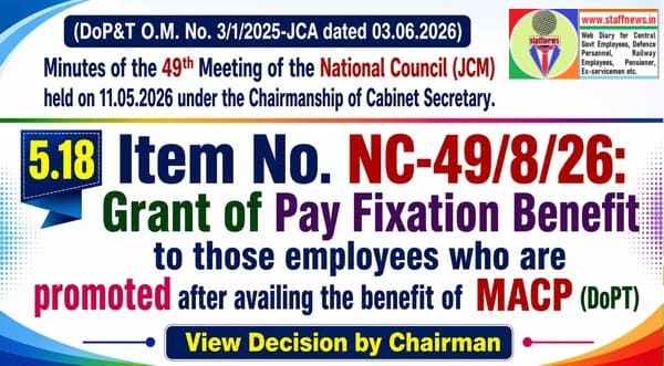 Grant of Pay Fixation Benefit on promotion after availing the benefit of MACP – Decision on 49th NC (JCM) Meeting Agenda Item Grant of Pay Fixation Benefit on promotion after availing the benefit of MACP – Decision on 49th NC (JCM) Meeting Agenda Item