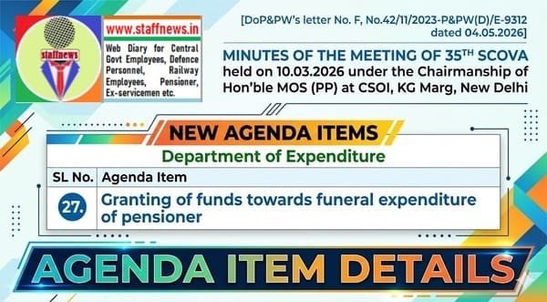 Granting of funds towards funeral expenditure of pensioner: 35th SCOVA discussion Granting of funds towards funeral expenditure of pensioner: 35th SCOVA discussion