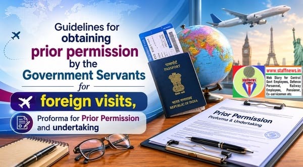 Guidelines for obtaining prior permission by the Government Servants for foreign visits, Proforma for Prior Permission and undertaking Guidelines for obtaining prior permission by the Government Servants for foreign visits, Proforma for Prior Permission and undertaking