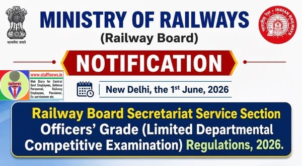 Railway Board Secretariat Service Section Officers’ Grade (Limited Departmental Competitive Examination) Regulations, 2026 Railway Board Secretariat Service Section Officers’ Grade (Limited Departmental Competitive Examination) Regulations, 2026