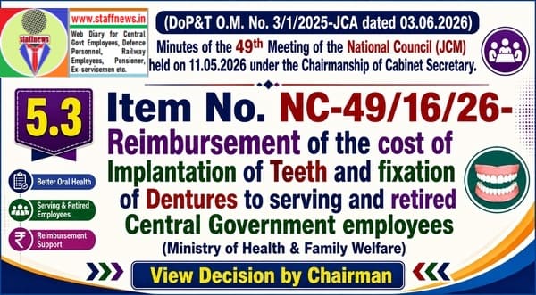 Reimbursement of the cost of Implantation of Teeth and fixation of Dentures: Agenda Item – 49th NC (JCM) Meeting Reimbursement of the cost of Implantation of Teeth and fixation of Dentures: Agenda Item – 49th NC (JCM) Meeting