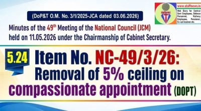 Removal of 5% ceiling on compassionate appointment (DOPT) - Agenda Item No. NC-49/3/26 - 49th NC (JCM) Meeting 1 removal-of-5-ceiling-on-compassionate-appointment-49th-nc-jcm-meeting