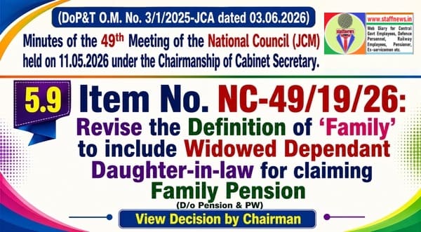Revise the Definition of ‘Family’ to include Widowed Dependant Daughter-in-law for claiming Family Pension: Agenda Item 49th NC (JCM) Meeting Revise the Definition of ‘Family’ to include Widowed Dependant Daughter-in-law for claiming Family Pension: Agenda Item 49th NC (JCM) Meeting