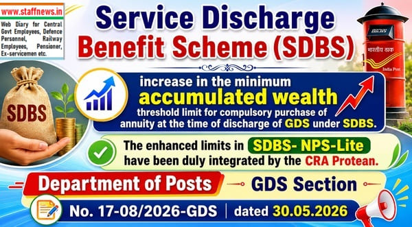 Service Discharge Benefit Scheme (SDBS) – NPS Lite for GDS – Increase in minimum accumulated wealth threshold limit Service Discharge Benefit Scheme (SDBS) – NPS Lite for GDS – Increase in minimum accumulated wealth threshold limit