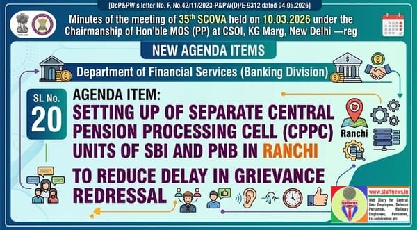 Setting up of separate Central Pension Processing Cell (CPPC) units of SBI and PNB: 35th SCOVA Discussion Setting up of separate Central Pension Processing Cell (CPPC) units of SBI and PNB: 35th SCOVA Discussion