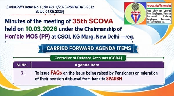 SPARSH – FAQ on migration of pension disbursal from bank to SPARSH: 35th SCOVA discussion SPARSH – FAQ on migration of pension disbursal from bank to SPARSH: 35th SCOVA discussion