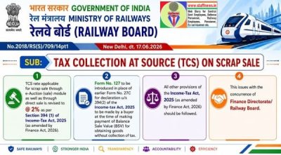 Tax Collection at Source (TCS) on scrap sale @ 2% as per Section 394 (1) of Income-Tax Act, 2025: Railway Board Order 1 tax-collection-at-source-tcs-on-scrap-sale